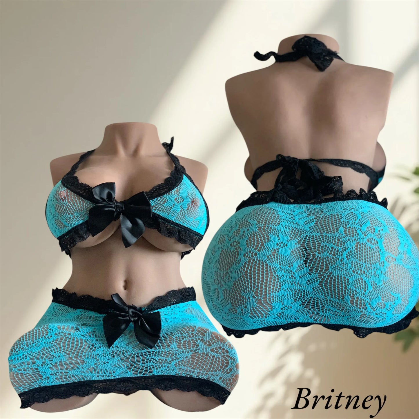 Ensemble Dentelle Séduisante – Turquoise Envoûtante et Noir Tentateur