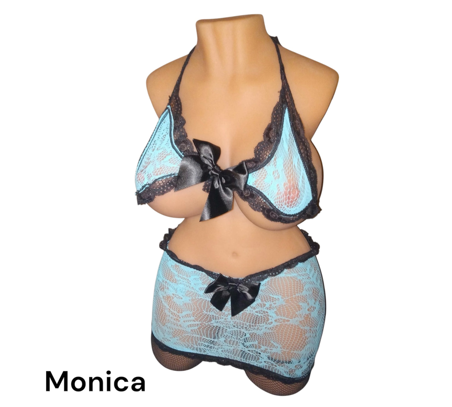 Ensemble Dentelle Séduisante – Turquoise Envoûtante et Noir Tentateur