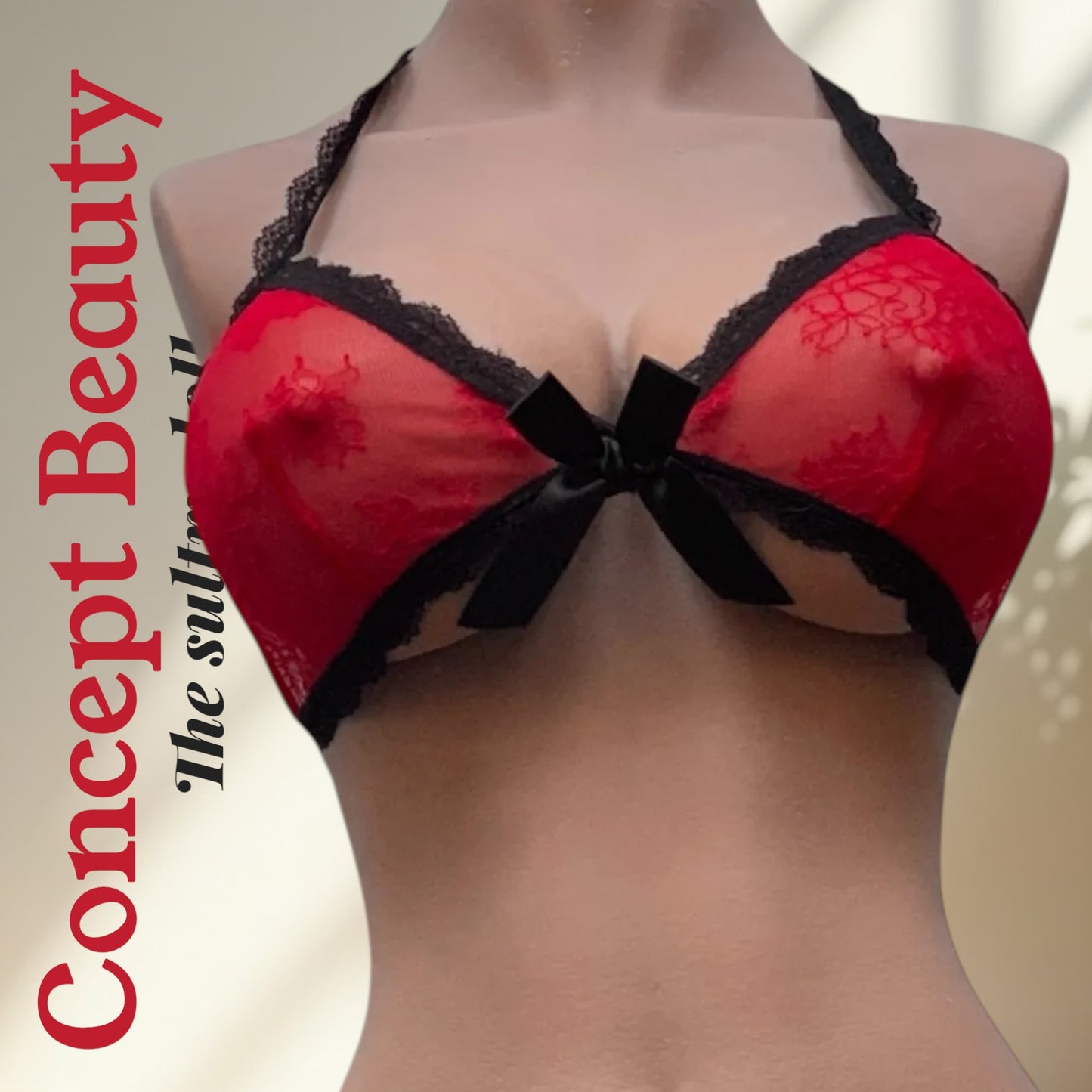 Rotes Top mit schwarzer Spitze – Passion Intense