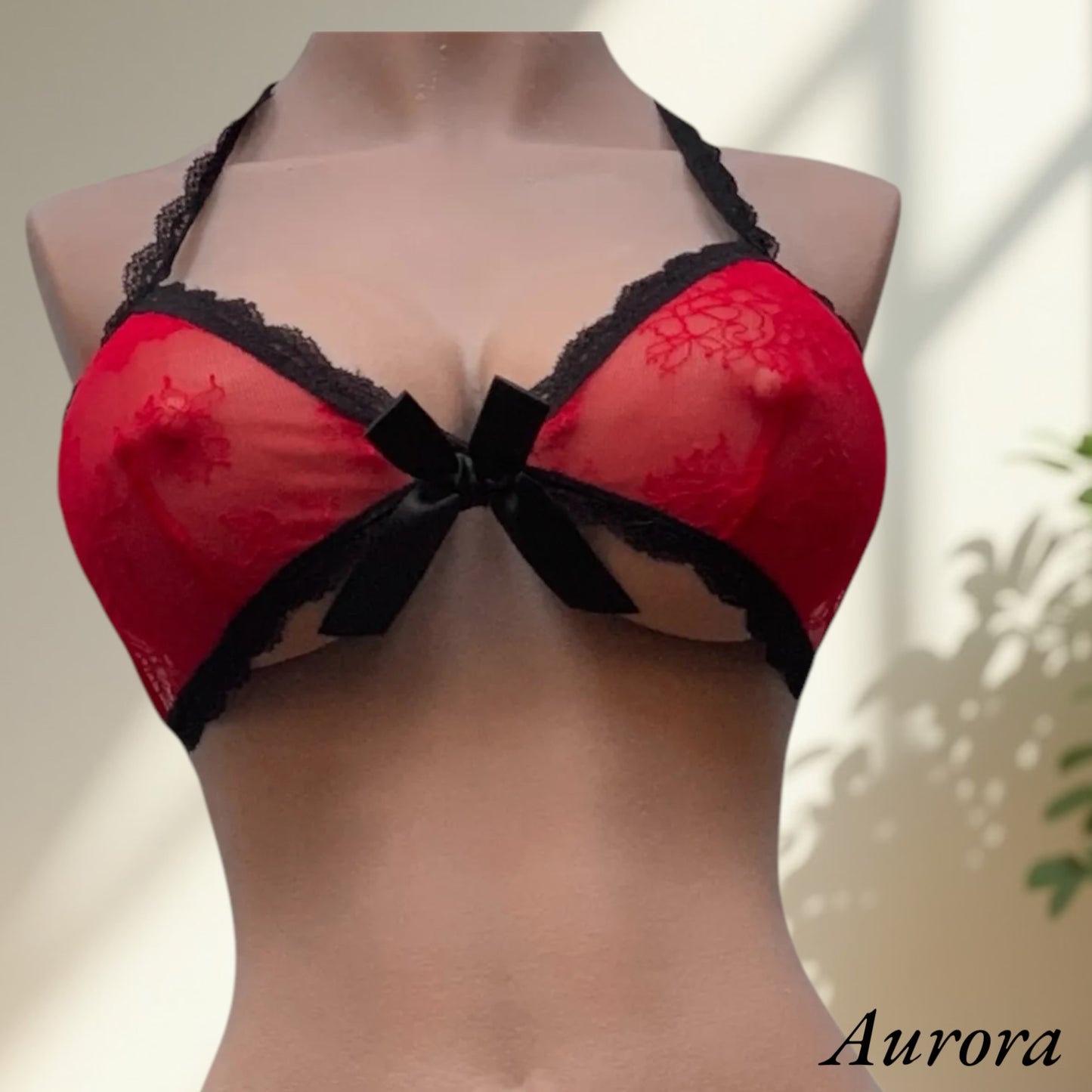 Rotes Top mit schwarzer Spitze – Passion Intense