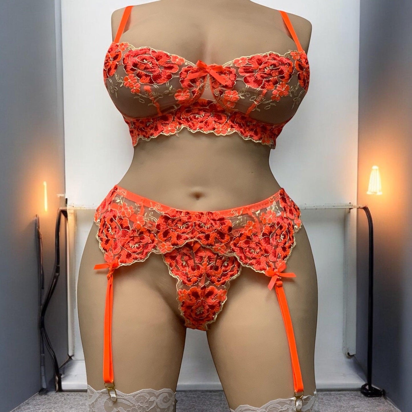 badd angel in in floral passion lingerie doll torso