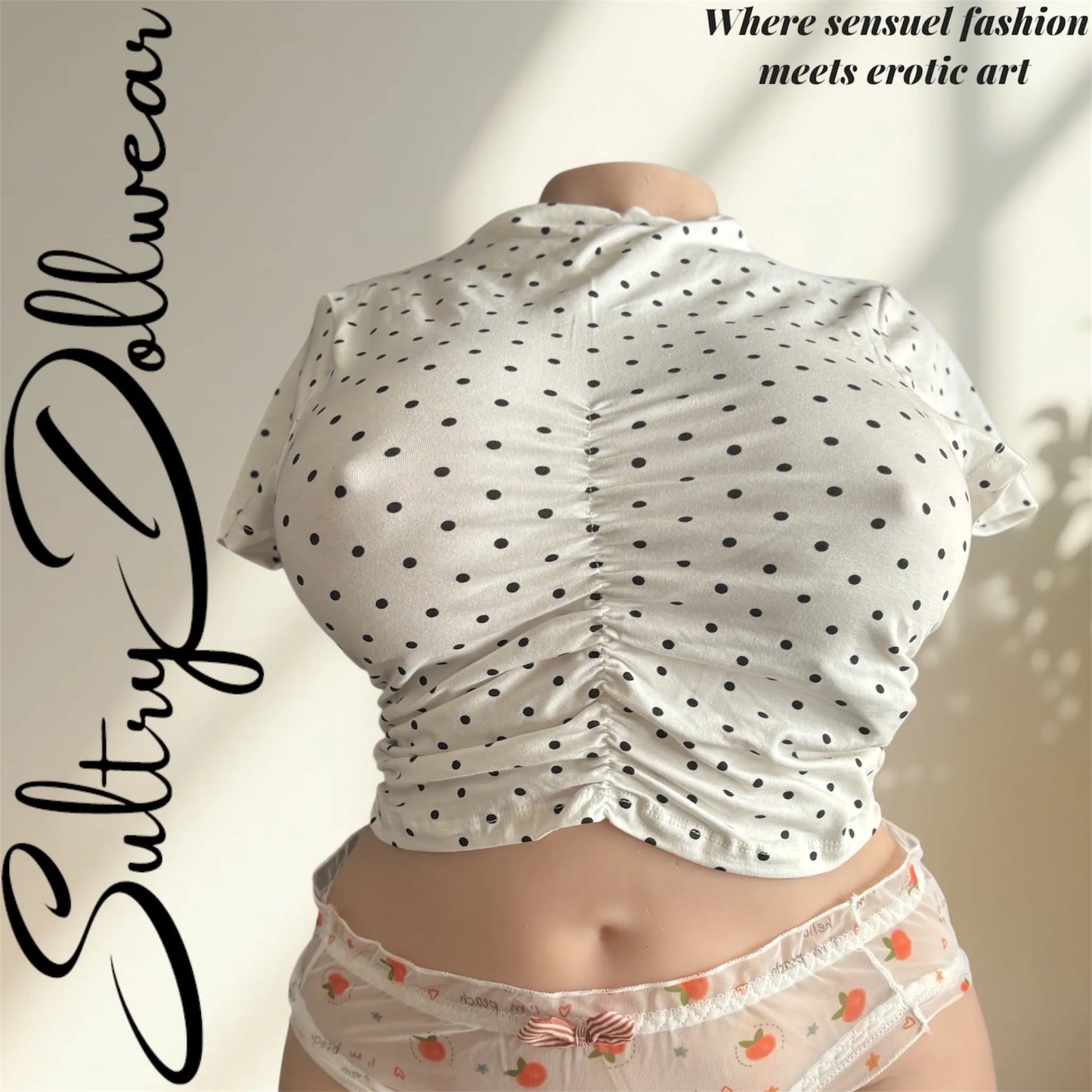 sultry dollwear white top with black spots