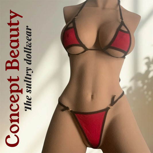 Bikini rouge et noir - Audace et Séduction