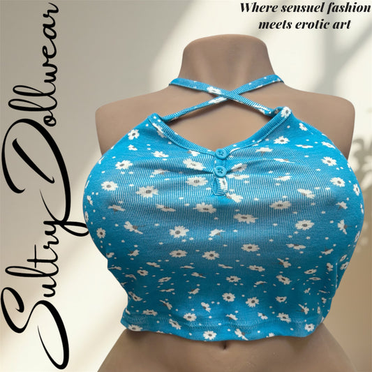 Blue Top – Bold Summer Flower
