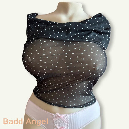 Black Polka Dot Sheer Top – Playfully See-Through