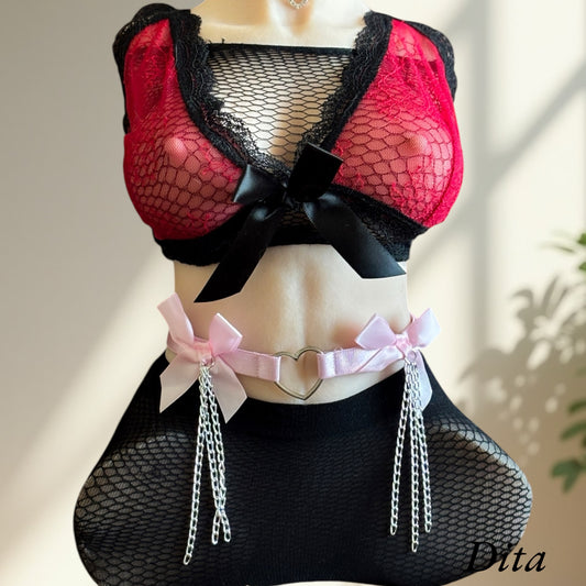 Ensemble Rouge Captif – Dentelle Provocante