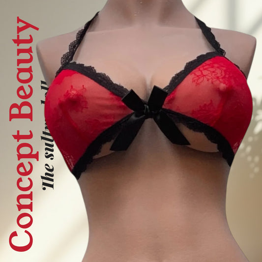 Top Rouge en Dentelle Noire – Passion Intense