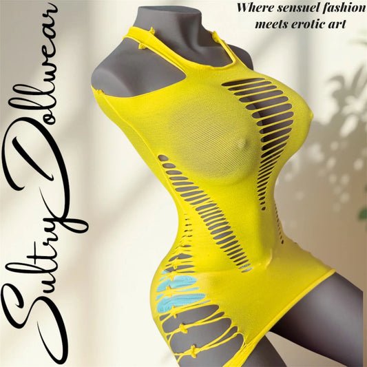 Electrifying Mesh Dress – Bold Cutouts