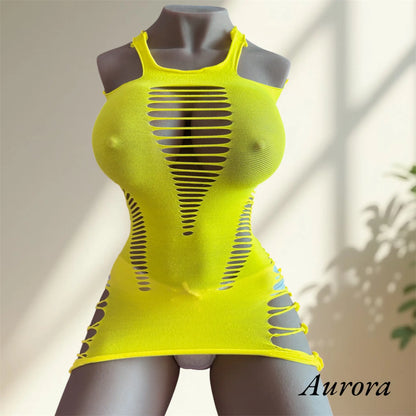Electrifying Mesh Dress – Bold Cutouts