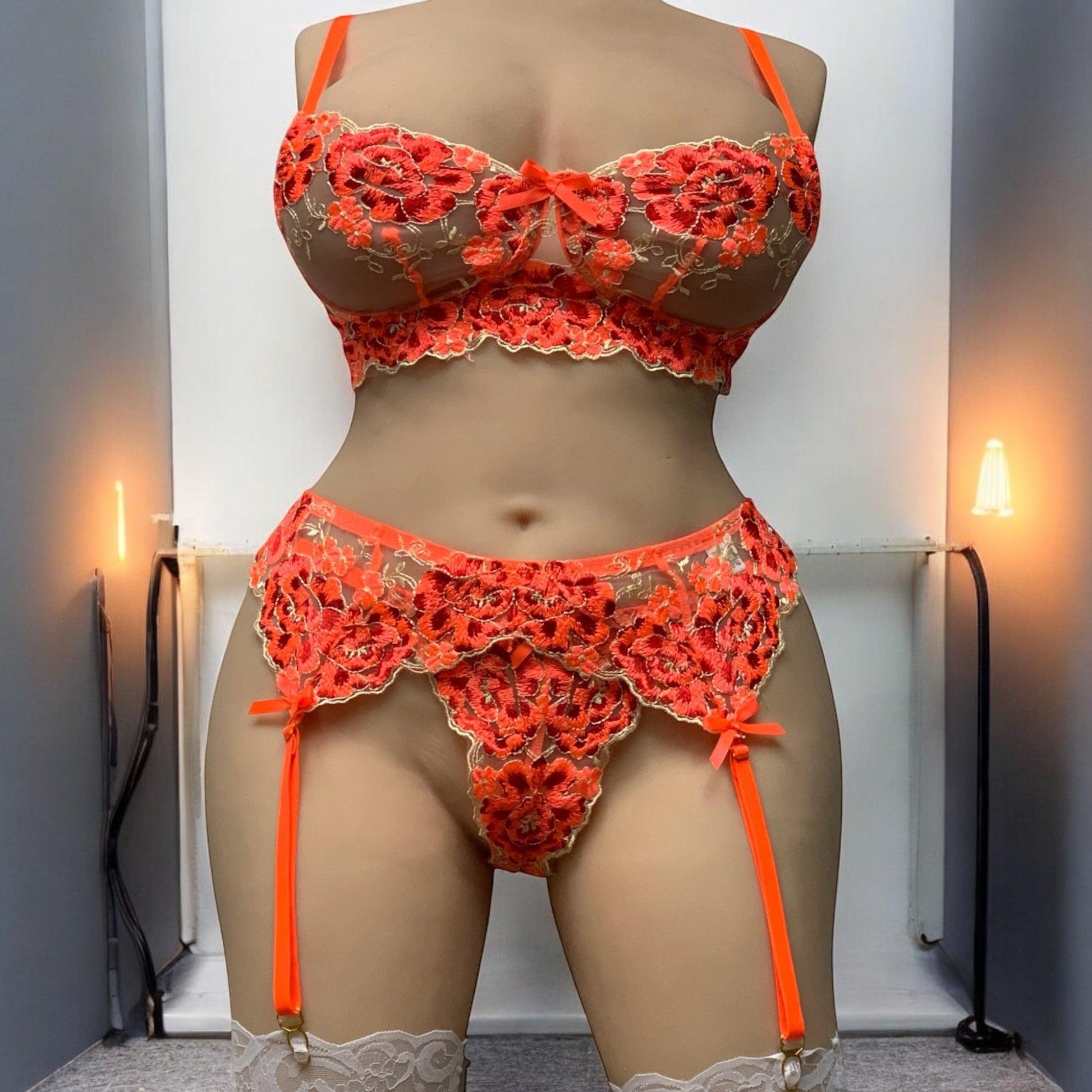 badd angel in in floral passion lingerie doll torso