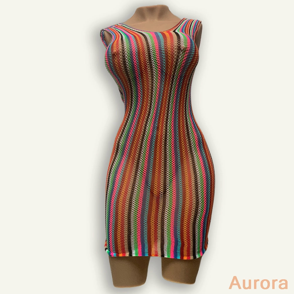 Mehrfarbiger Netz-Jumpsuit – Flavor Swirl