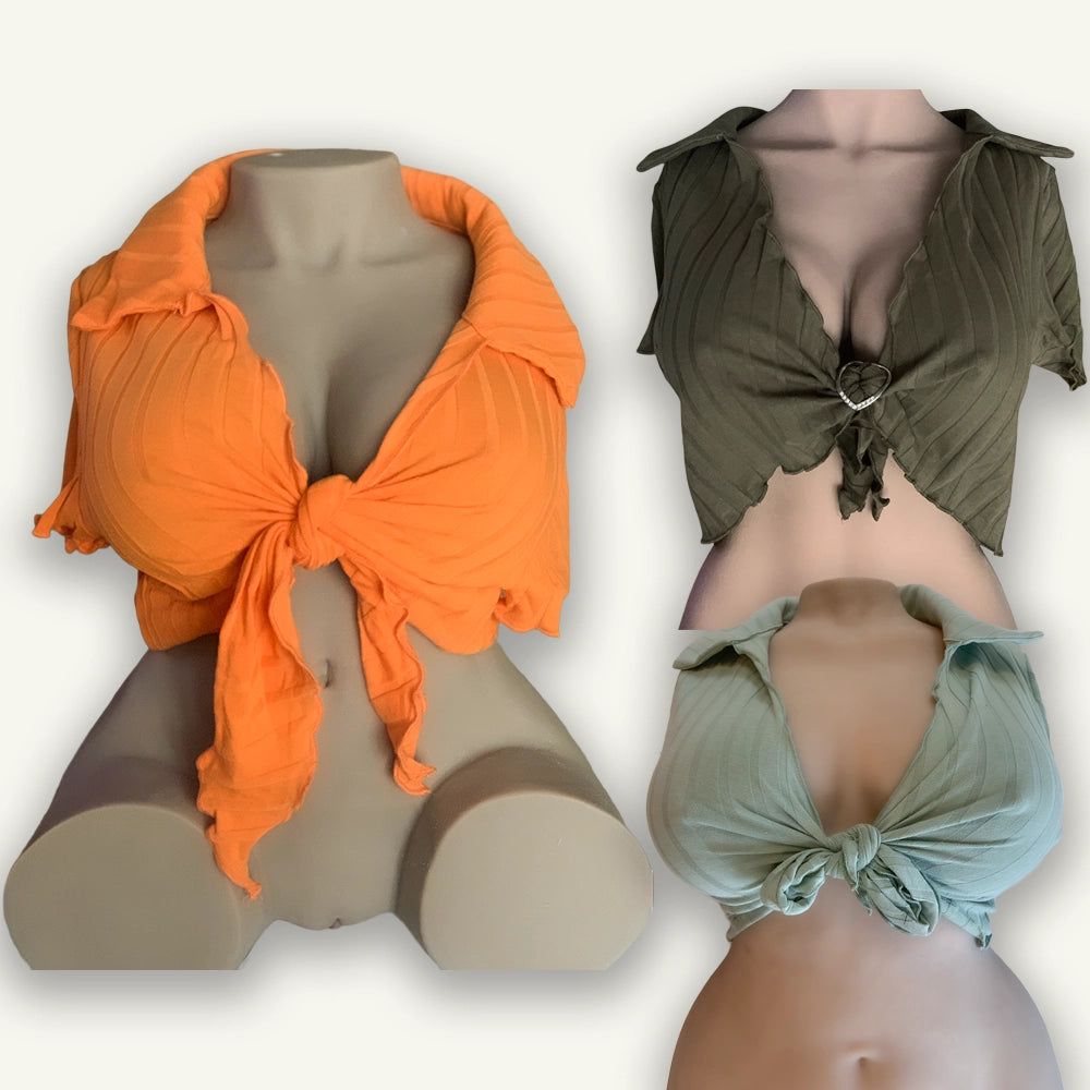 Striped Tie-Front Shirt, Elegant and Comfortable