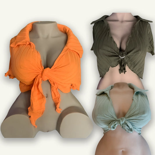 Striped Tie-Front Shirt, Elegant and Comfortable