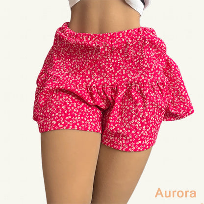 Jupe Rouge Fleurie – Coupe Courte, Esprit Estival