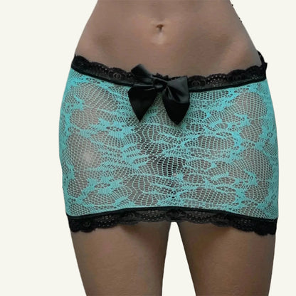 emerald mesh mini skirt detail lingerie torso