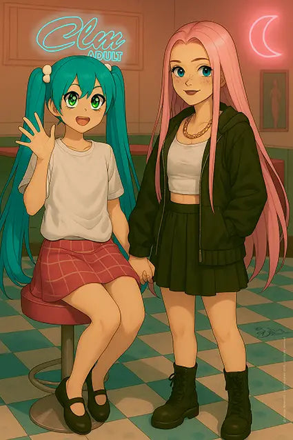 Affiche Hilary and Miku in 50's V2