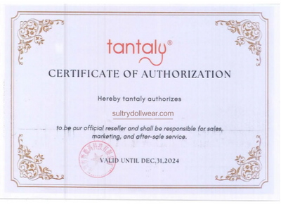 Certificat d'authenticité Our sensual Partner Tantaly
