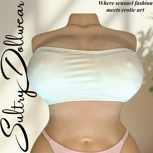 Opaque white bralette with adjustable back straps